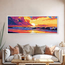 Ocean Sunset, Colorful Waves, Coastal Scene, Framed Canvas Print, Beach House Art, Tropical Vibes, Living Room Decor, Gift Idea