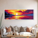 Golden Horizon, Tranquil Sea, Scenic Beauty, Canvas Print, Nautical Wall Art, Sunset Painting, Summer Home, Vibrant Wall Art