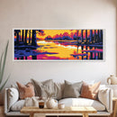 Reflective Forest, Nature Lake, Autumn Glow, Framed Canvas Print, Rustic Wall Art, Cozy Home Aesthetic, Cabin Living, Unique Gift
