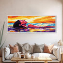 Sunset Serenity, Woman Floating, Peaceful Escape, Canvas Print, Boho Wall Art, Self-Care Theme, Relaxing Bedroom Decor, Gift Idea