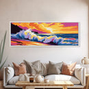 Sea Foam, crashing waves, ocean energy, vibrant beach scene, tropical paradise, Coastal Home Decor, Canvas Print, Framed Canvas Print