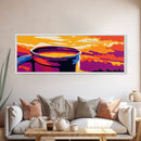 Coffee Mug Sunset, Warm Tones Wall Art, Rustic Kitchen Art, Cozy Coffee Lover Gift, Framed Canvas Print, Autumn Home Decor