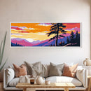 Lone Pine Tree, Mountain Sunset Art, Tranquil Nature Scene, Rustic Lodge Wall Art, Framed Canvas Print, Cozy Cabin Decor