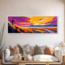 Golden Field Horizon, Scenic Countryside Art, Vibrant Sunset Landscape, Rustic Fall Decor, Framed Canvas Print, Cozy Home Wall Art