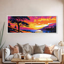 Lakeside Sunset, Scenic View, Tranquil Nature, Framed Canvas Print, Relaxing Landscape, Living Room Decor, Sunset Wall Art