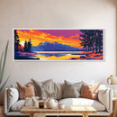 Mountain Lake, Forest Reflection, Serene Nature, Canvas Print, Adventure Wall Art, Cabin Decor, Wilderness Landscape, Sunset Scene