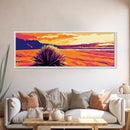 Desert Scene, Wild Grass, Vibrant Sky, Framed Canvas Print, Southwest Wall Art, Boho Decor, Minimalist Landscape, Warm Tones