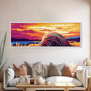 Coastal Waves, Sunset Glow, Rugged Cliffs, Canvas Print, Seascape Art, Modern Wall Decor, Beach House Style, Nautical Artwork