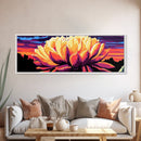 Blooming Lotus, Floral Wall Art, Vibrant Nature, Zen Home Decor, Framed Canvas Print, Botanical Painting, Yoga Room Art, Modern Style