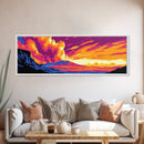 Volcanic Eruption, Sunset Sky, Canvas Print, Colorful Landscape Art, Bold Nature Decor, Abstract Wall Art, Living Room Wall Art