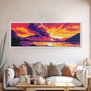 Erupting Mountain, Fire Sky, Canvas Print, Dramatic Landscape Art, Intense Wall Art, Adventure Decor, Large Artwork, Office Wall Art