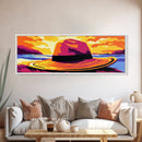 Beach Hat, Coastal Sunset, Canvas Print, Vibrant Seascape Art, Boho Wall Decor, Summer Vibes, Warm Home Decor, Bedroom Wall Art
