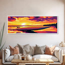Speedboat, Ocean Sunset, Coastal Escape, Canvas Print, Vibrant Nautical Art, Beach House Wall Decor, Living Room Artwork, Boho Style