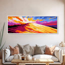 Majestic Peak, Sunset Glow, Vibrant Landscape, Canvas Print, Colorful Adventure Art, Bedroom Wall Decor, Wanderlust Mountain Scene