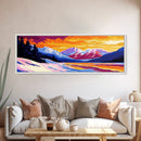 Snowy, Mountains, Lake, Framed Canvas Print, Winter Landscape Art, Nature Wall Art, Cabin Decor, Holiday Artwork, Serene Christmas Art
