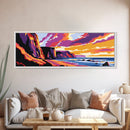 Sunset Cliffs, Coastal Landscape, Beach Wall Art, Ocean Sunset Painting, Vibrant Nature Print, Framed Canvas Print, Bedroom Wall Art