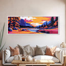 Mountain River, Autumn Landscape, Rustic Wall Art, Nature Painting, Vibrant Wilderness Print, Framed Canvas Print, Cabin Wall Art