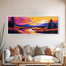 River Valley, Wild Nature, Sunset Glow, Canvas Print, Rustic Wall Art, Mountain Landscape, Vibrant Home Decor, Scenic Painting