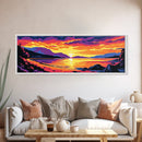 Mountain Lake, Vibrant Sunset, Serene Water, Canvas Print, Relaxing Wall Art, Nature Painting, Bedroom Art, Cabin Aesthetic, Gift Idea
