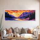 Vibrant Forest Scene, Sunset Mountain View, Nature Art, Wooded Landscape, Cabin Wall Decor, Outdoor Retreat, Living Room Art, Canvas Print