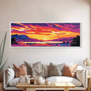 Scenic Lake Art, Sunset Painting, Vibrant Nature Scene, Rustic Wilderness Wall Art, Cozy Cabin Decor, Colorful Mountain Art, Canvas Print