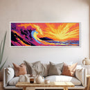 Ocean Wave, Sunset Seascape, Bold Coastal, Canvas Print, Beach Wall Art, Vibrant Surf Art, Tropical Home Decor, Water Movement