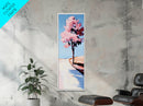 Cherry Blossom Tree, Serene Landscape Painting, Romantic Pink Art, Tranquil Nature Decor, Spring Home Decor, Framed Canvas Print