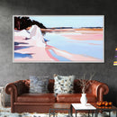 Cliffs Water, Reflection, Canvas Print, Coastal nature art, contemporary seascape painting, shoreline view, pastel scenery, ocean decor