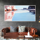 Reflections, Tranquil Beach Art, Ocean Wall Decor, Framed Canvas Print, Serene Coastal Painting, Pastel Seascape, Relaxing Artwork