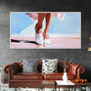 Elegant Walk, Feminine Art, Framed Canvas Print, Minimalist Painting, Pastel Tones, Chic Home Decor, Bedroom Wall Art
