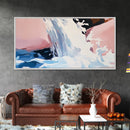 Waterfall, Abstract, Modern, Framed Canvas Print, Nature Wall Art, Minimalist Art, Bedroom Decor, Coastal Art, Blue and White Painting