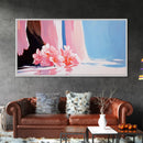 Floral, Waterfall, Soft Pink, Framed Canvas Print, Living Room Wall Art, Boho Art, Nature Artwork, Elegant Painting, Serene Home Decor