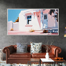 White House, Desert, Warm Tones, Framed Canvas Print, Mediterranean Art, Minimalist Architecture, Rustic Home Decor