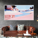 Desert River, Pastel Landscape, Western Aesthetic, Minimalist Nature Art, Boho Home Decor, Serene Wall Art, Framed Canvas Print