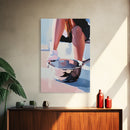 Cooking Scene, Pan Reflection, Modern Artwork, Canvas Print, Kitchen Wall Art, Minimalist Decor, Contemporary Art, Unique Aesthetic
