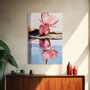 Water Lily Reflection, Zen Floral Art, Nature Botanical Painting, Framed Canvas Print, Spa Wall Decor, Minimalist Bedroom Art
