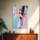 Female, Floral Cowboy Style, Western Chic Decor, Trendy Aesthetic Art, Fashionable Wall Art, Pink Pastel Tones, Canvas Print