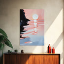 Pastel Sunrise, Abstract Landscape Art, Framed Canvas Print, Beach Wall Decor, Contemporary Coastal Artwork, Relaxing Home Aesthetic
