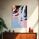 Waterfall, Floral Abstract, Pink Tones, Framed Canvas Print, Dreamy Nature Art, Romantic Wall Decor, Aesthetic Bedroom Art, Serene Style
