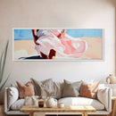 Flowing Dress, Windy Beach, Coastal Summer Art, Framed Canvas Print, Minimalist Boho Decor, Ocean Wall Artwork, Seaside Aesthetic