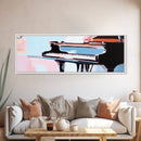 Grand Piano, Music Lover Gift, Classical Music Art, Elegant Interior, Framed Canvas Print, Minimalist Home Office Decor