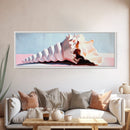 Seashell, Coastal Decor, Ocean Art, Beach House Aesthetic, Nautical Wall Art, Framed Canvas Print, Bathroom Wall Art, Sea Shell Painting