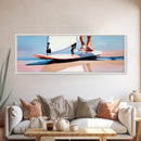 Surfboard Reflections, Beach Vibes, Modern Coastal Art, Surfing Aesthetic, Boho Home Decor, Framed Canvas Print, Watercolor Inspired
