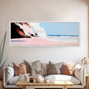 Sunset Cliffs, Ocean Mist, Coastal Landscape, Relaxing Wall Art, Beach Retreat, Soft Pastel Colors, Framed Canvas Print, Contemporary Style