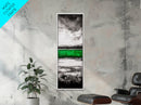 Green Lake, Moody Sky, Reflection, Framed Canvas Print, Minimalist Landscape, Monochrome Art, Office Decor, Nature Inspired Wall Art