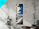 Dramatic Sky, Ocean Shore, Coastal Art, Blue Hues, Framed Canvas Print, Seascape Wall Art, Nautical Home Decor, Living Room Statement Art