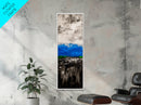 Mountain Horizon, Moody Landscape, Blue Sky Art, Framed Canvas Print, Abstract Nature, Minimalist Decor, Modern Wall Art, Office Decor