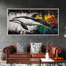 Dolphin Painting, Ocean Wildlife, Vibrant Colors, Coastal Wall Art, Black and White Animal Art, Framed Canvas Print, Beach House Decor