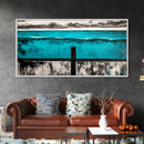 Geometric Waves, Abstract Ocean Art, Canvas Print, Contemporary Minimalist Painting, Blue Wall Decor, Large Modern Art