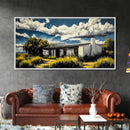 Rustic Desert House, Southwest Wall Art, Western Home Decor, Texas Ranch Art, Adobe House Painting, Earthy Boho Art, Framed Canvas Print